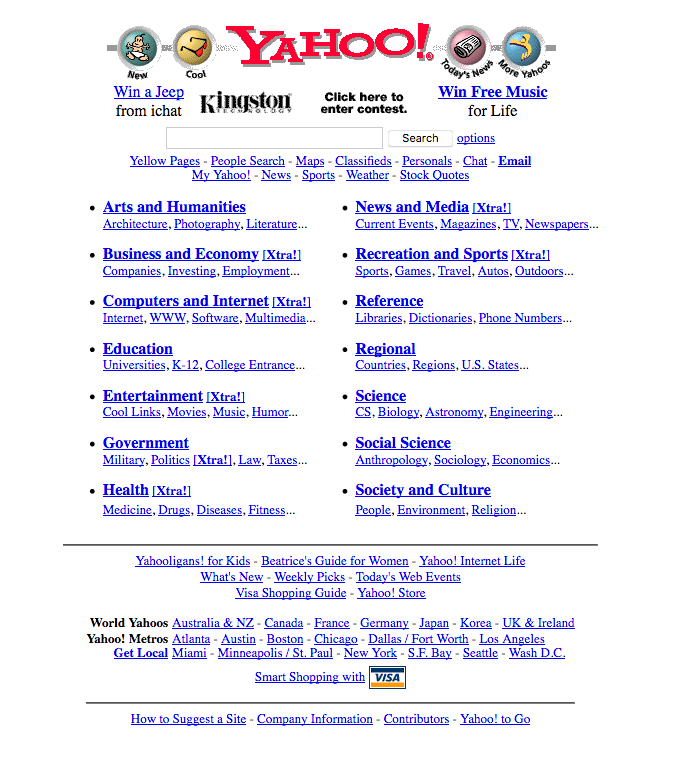 Yahoo! homepage (1997)